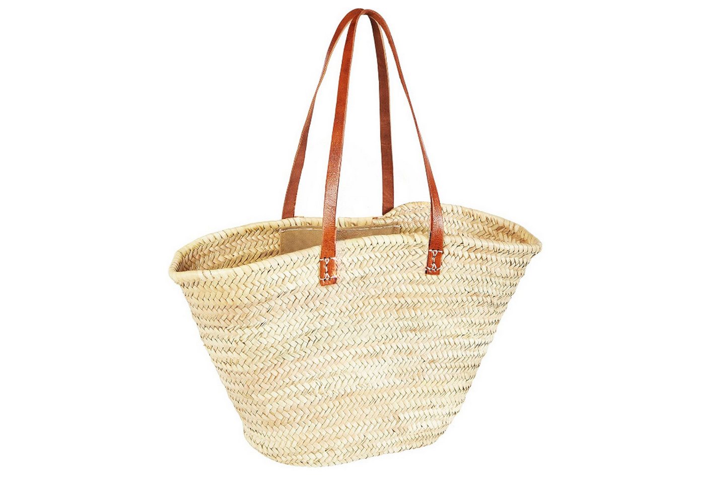 Marrakesch Orient & Mediterran Interior Korbtasche Ibiza Korbtasche Cestal lang aus Palmblatt und Leder, Natur 55 cm (1-tlg), Handarbeit