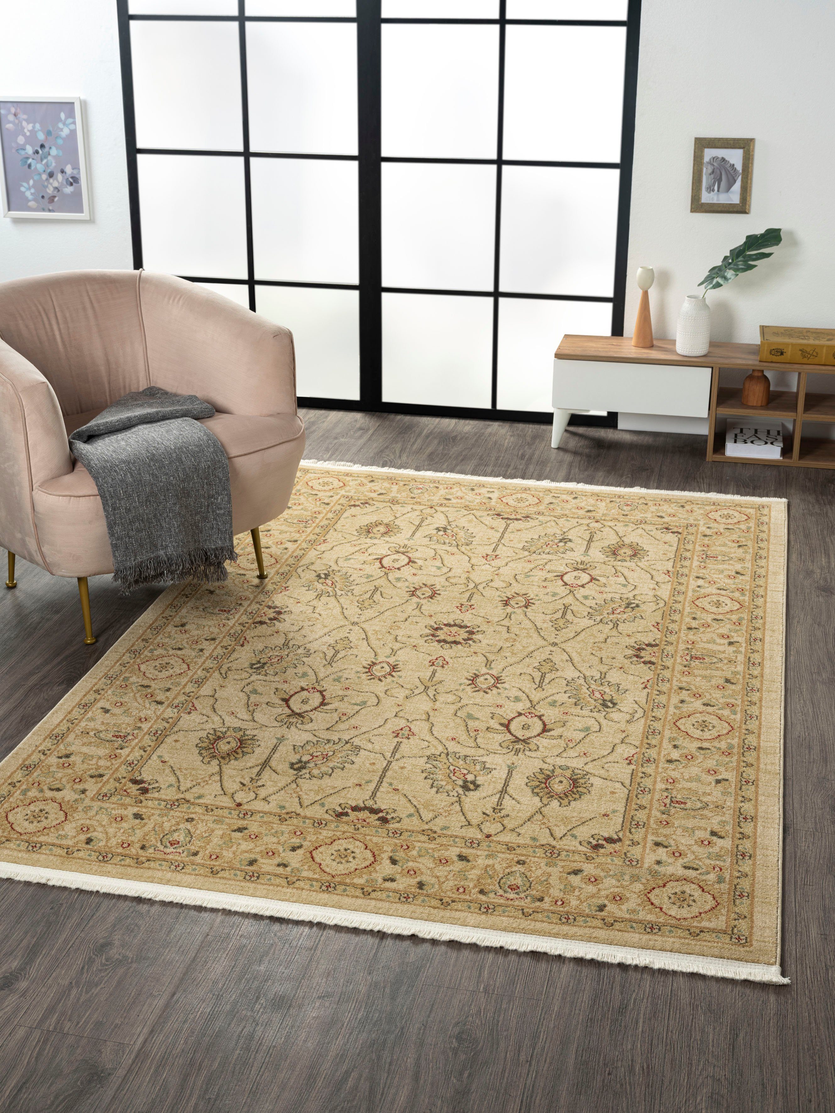 Myflair Möbel & Accessoires Teppich Maryam 2, rechteckig, Höhe: 7,5 mm, Kurzflor, Orient Optik, edler Glanz, mit Fransen, besonders weich