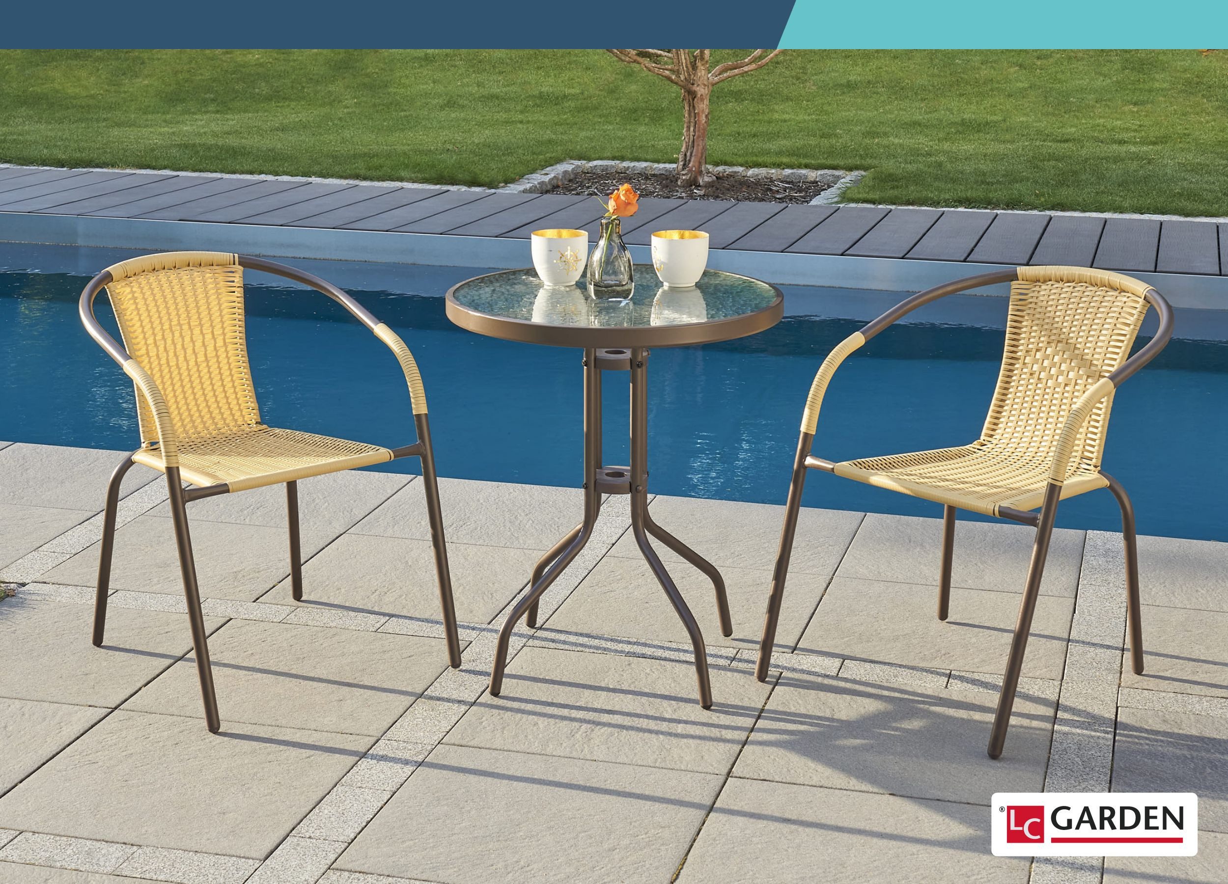 LC Garden Stapelstuhl Garvista Stapelstuhl 54x52x72cm schwarz Gartenstuhl Terassenstuhl, Pulverbeschichteter Stahl