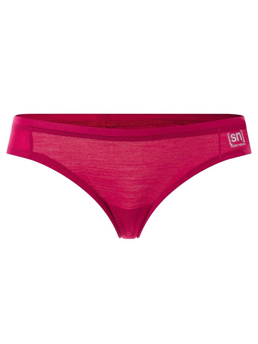 SUPER.NATURAL Funktionsslip Merino Sport-BH W TUNDRA175 THONG Merino-Materialmix Sangria funktioneller