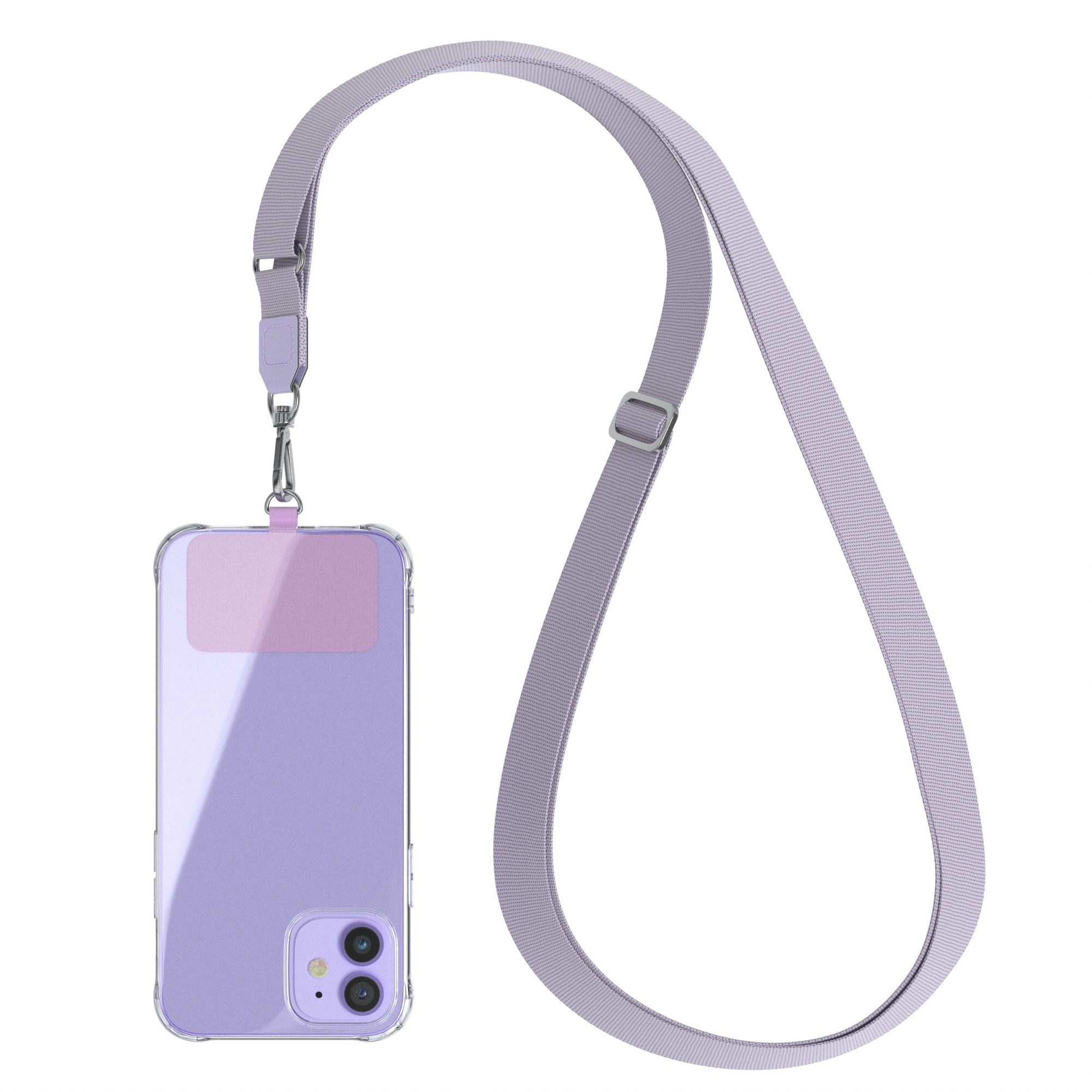 EAZY CASE Handykette Universal Handykette mit Breitband, Umhängetasche Pad mit Kordel Smartphonekette Handykette Breit Violett