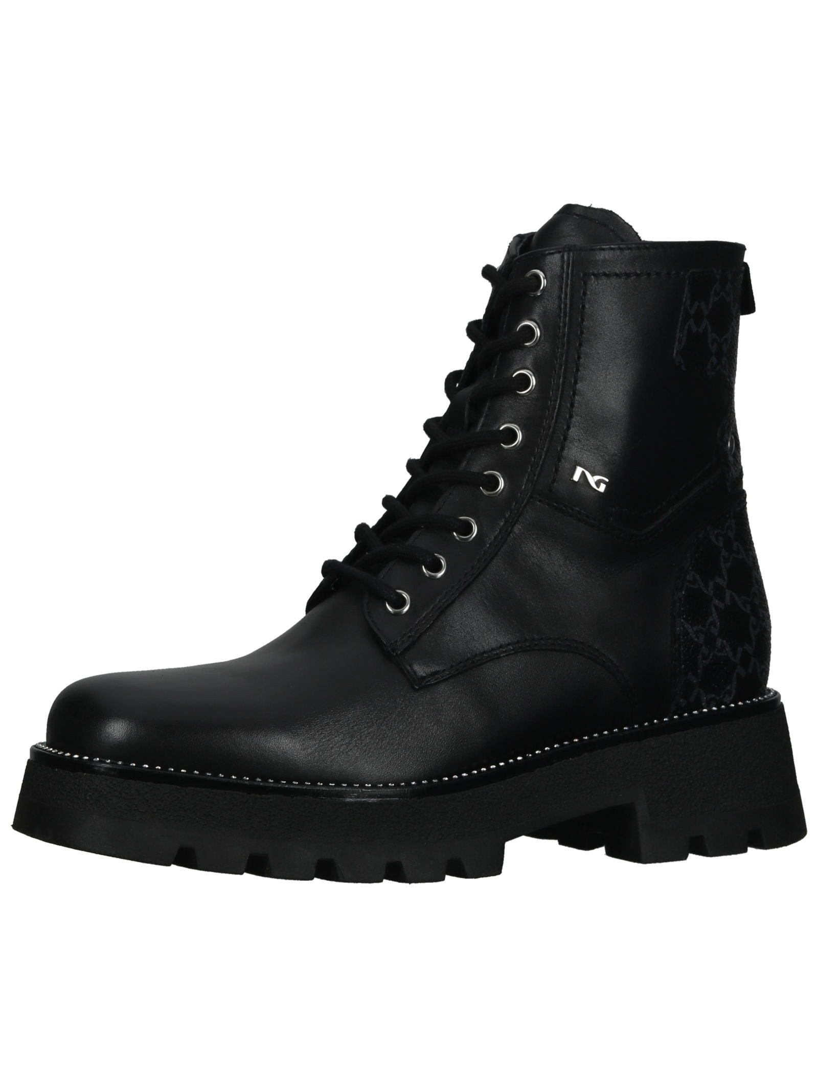 Stiefelette Leder/Textil Schnürstiefelette