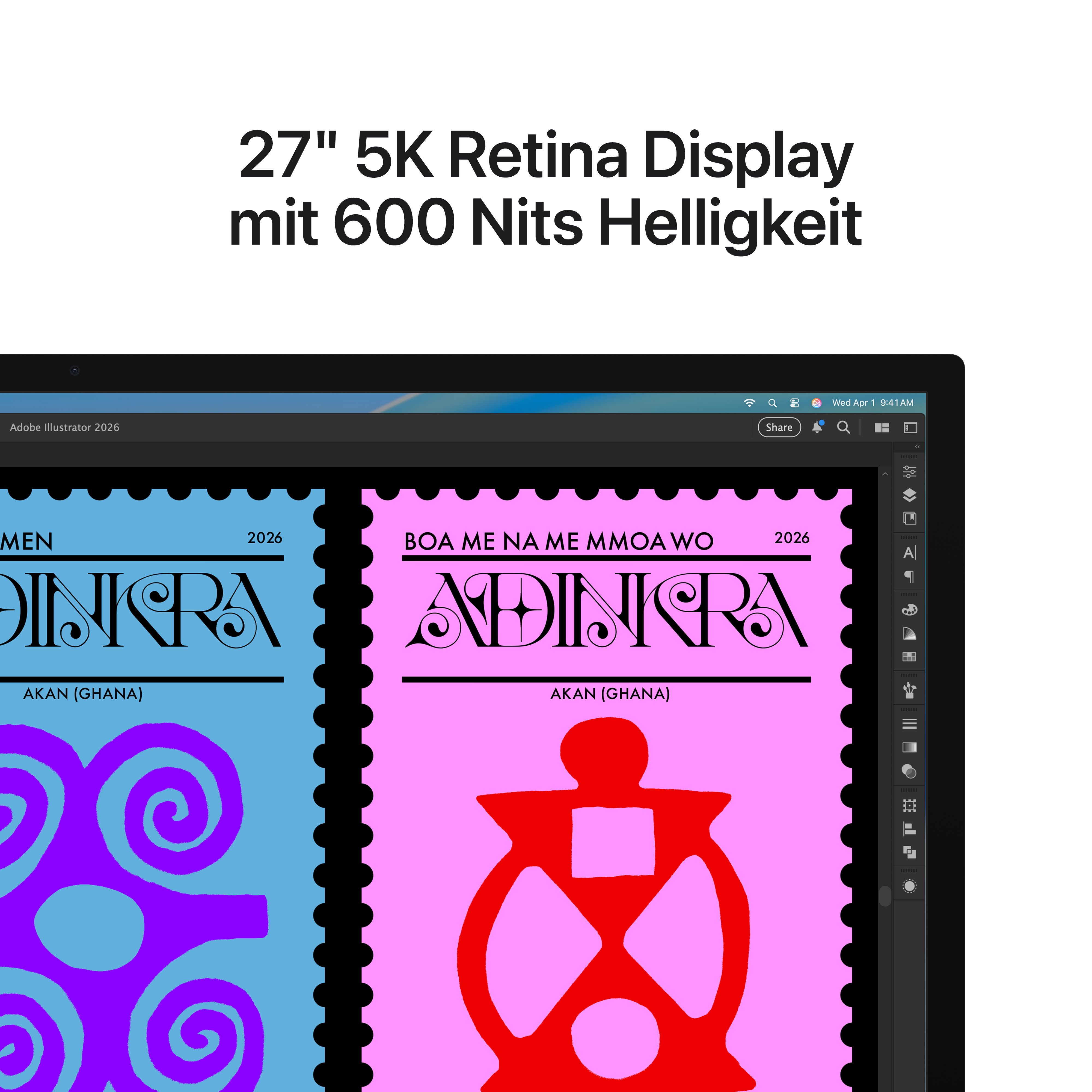 Apple Studio Display LED-Monitor (68,29 cm/27 ", 5120 x 2880 px, 5K, 60 Hz, Retina, Standard Glas - neigungs- und höhenverstellbarer Fuß)