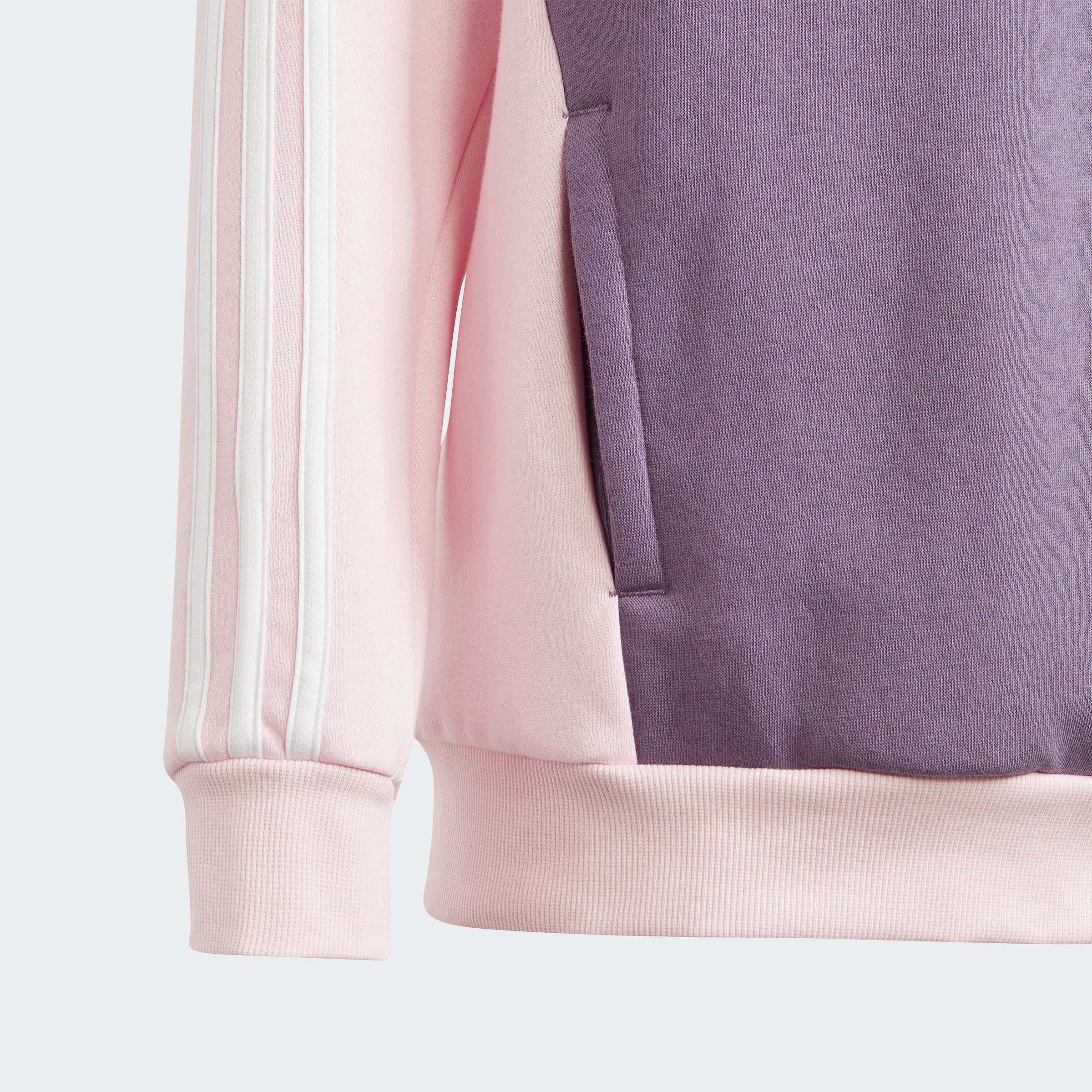 adidas Sportswear Kapuzensweatshirt KIDS Shadow / TIBERIO Clear Violet 3STREIFEN HOODIE White / Pink COLORBLOCK