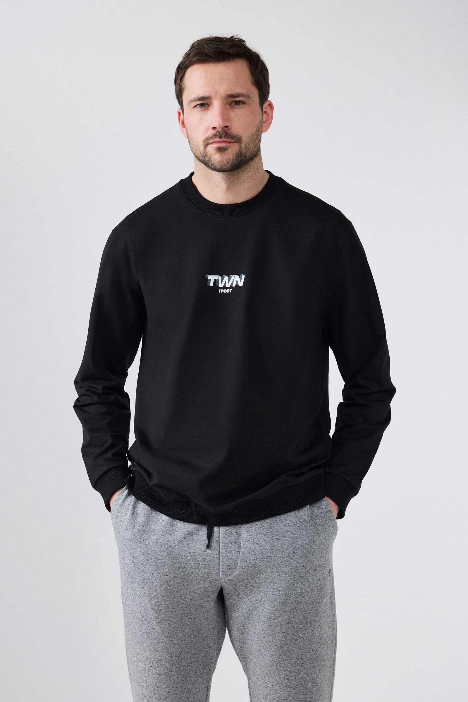 D'S DAMAT Sweatponcho Bedrucktes Twn-Sweatshirt mit entspannter Passform