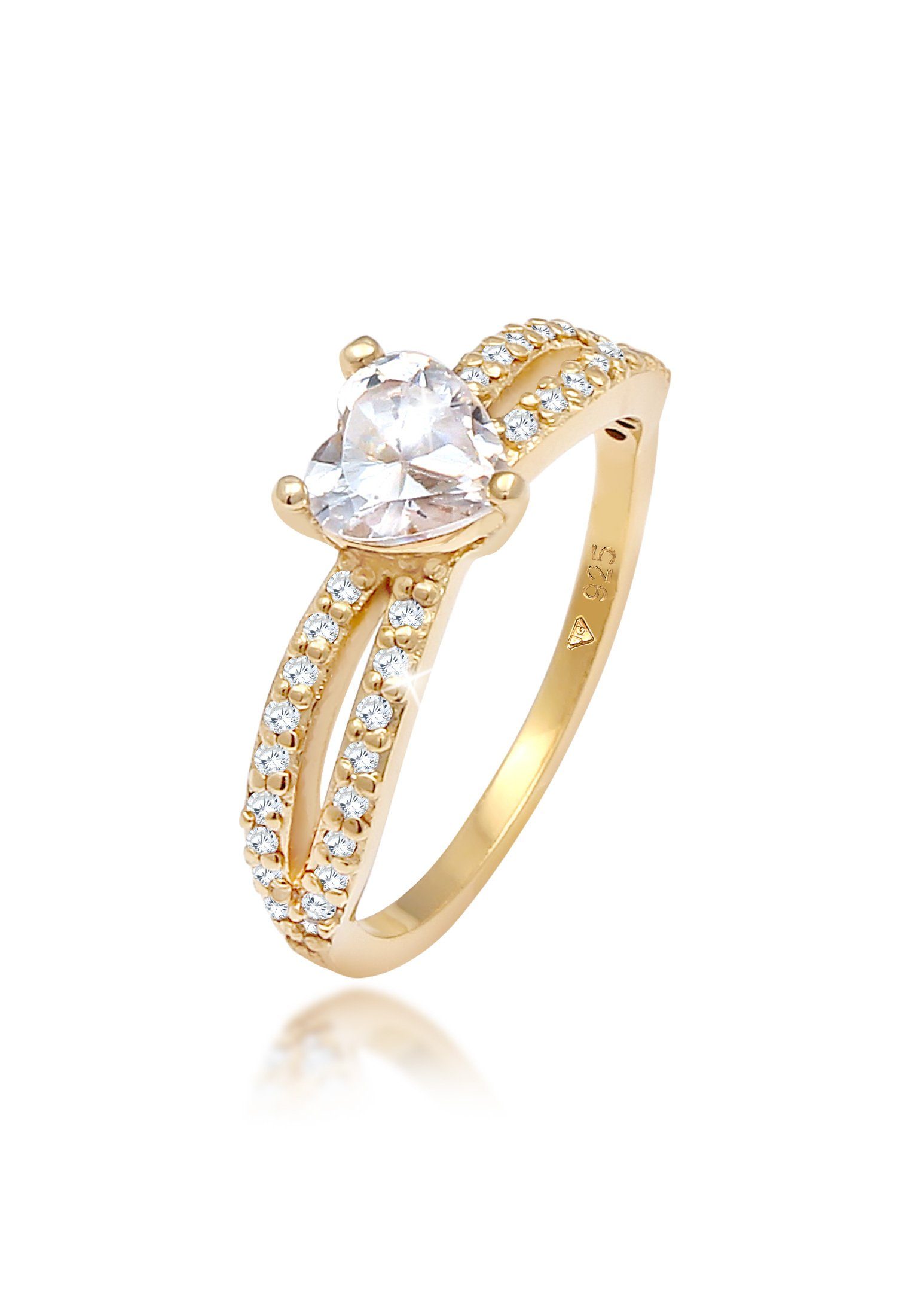 Fingerring Herz Zirkonia Solitär 925 Silber