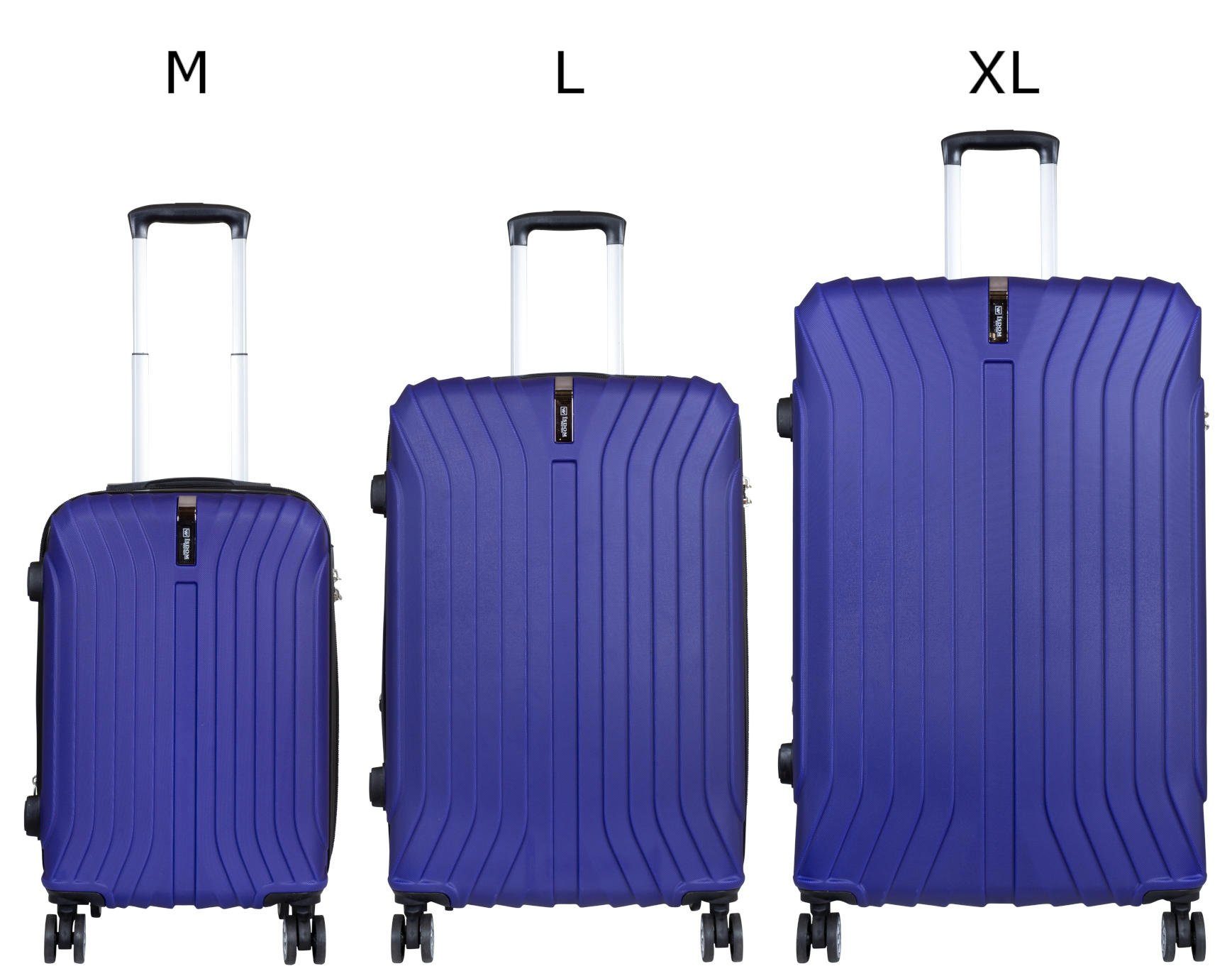 Warenhandel König Trolleyset L und XL) 4 Größe M, tlg., Rollen, (3 Blau Almeria