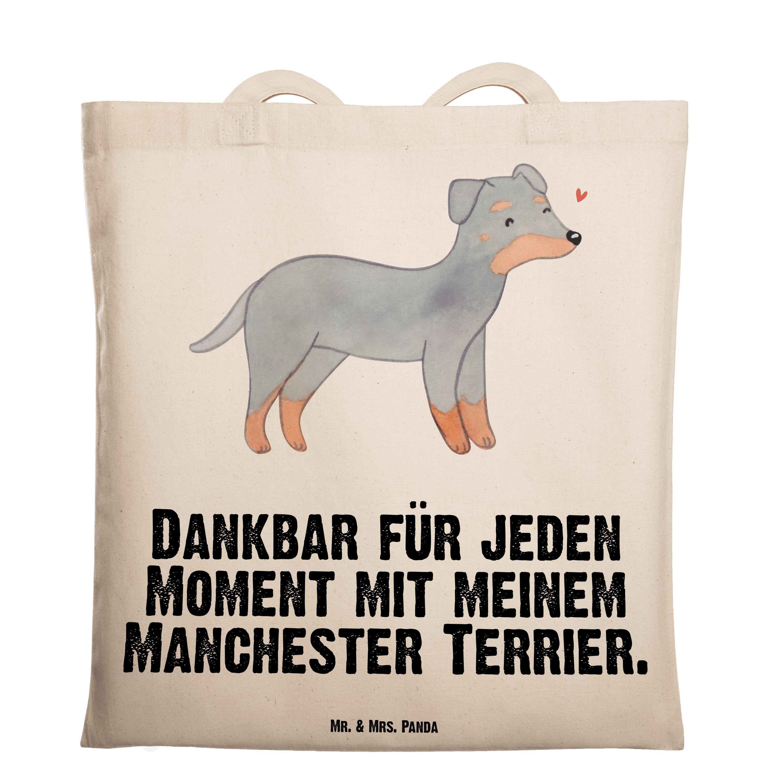 Mr. & Mrs. Panda Tragetasche Manchester Terrier Moment - Transparent - Geschenk, Schenken, Beutelt (1-tlg)