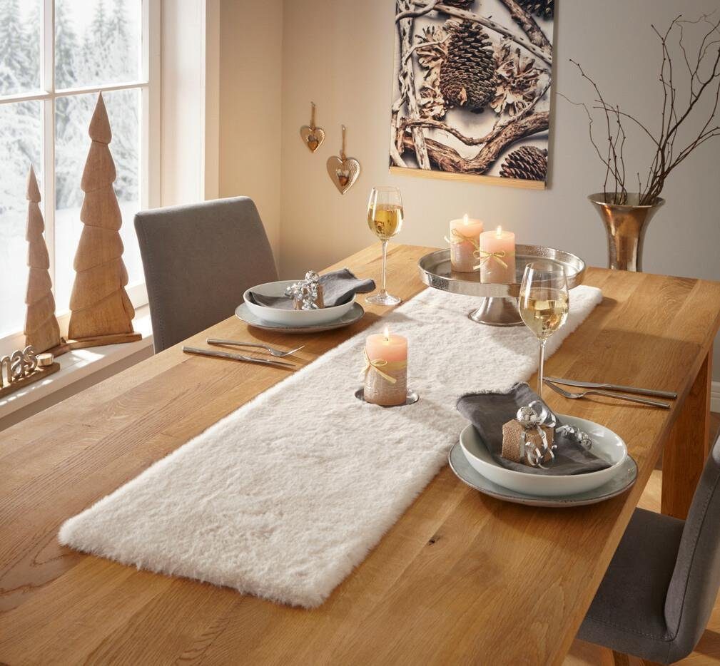 Home-trends24.de Tischläufer Fell Kunstfell Tischdecke Weihnachtsdeko Tisch günstig online kaufen