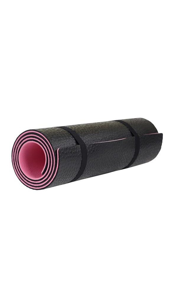 Yogamatte Fitness YM06 Premium schwarz/pink 180x60x0,8cm