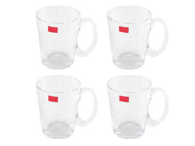 Spetebo Teeglas Teeglas mit Henkel 300ml - 4er Set, Glas, Glasbecher Teebecher Trinkglas Kaffee Tasse