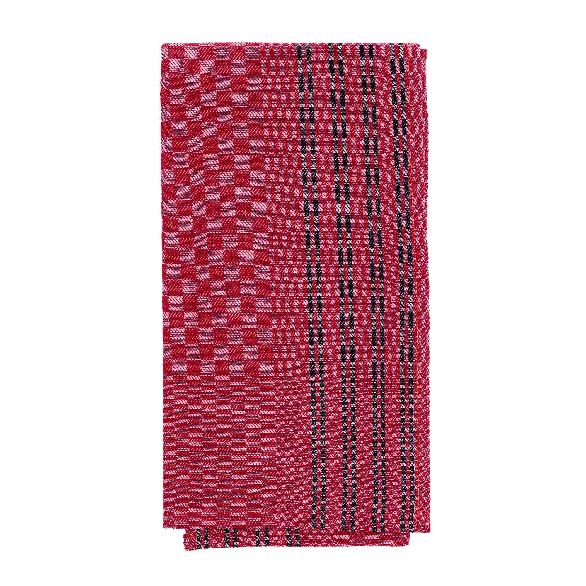 Grubentuch Geschirrtuch Classic - Rot/Schwarz, 55% Leinen, 45% Baumwolle