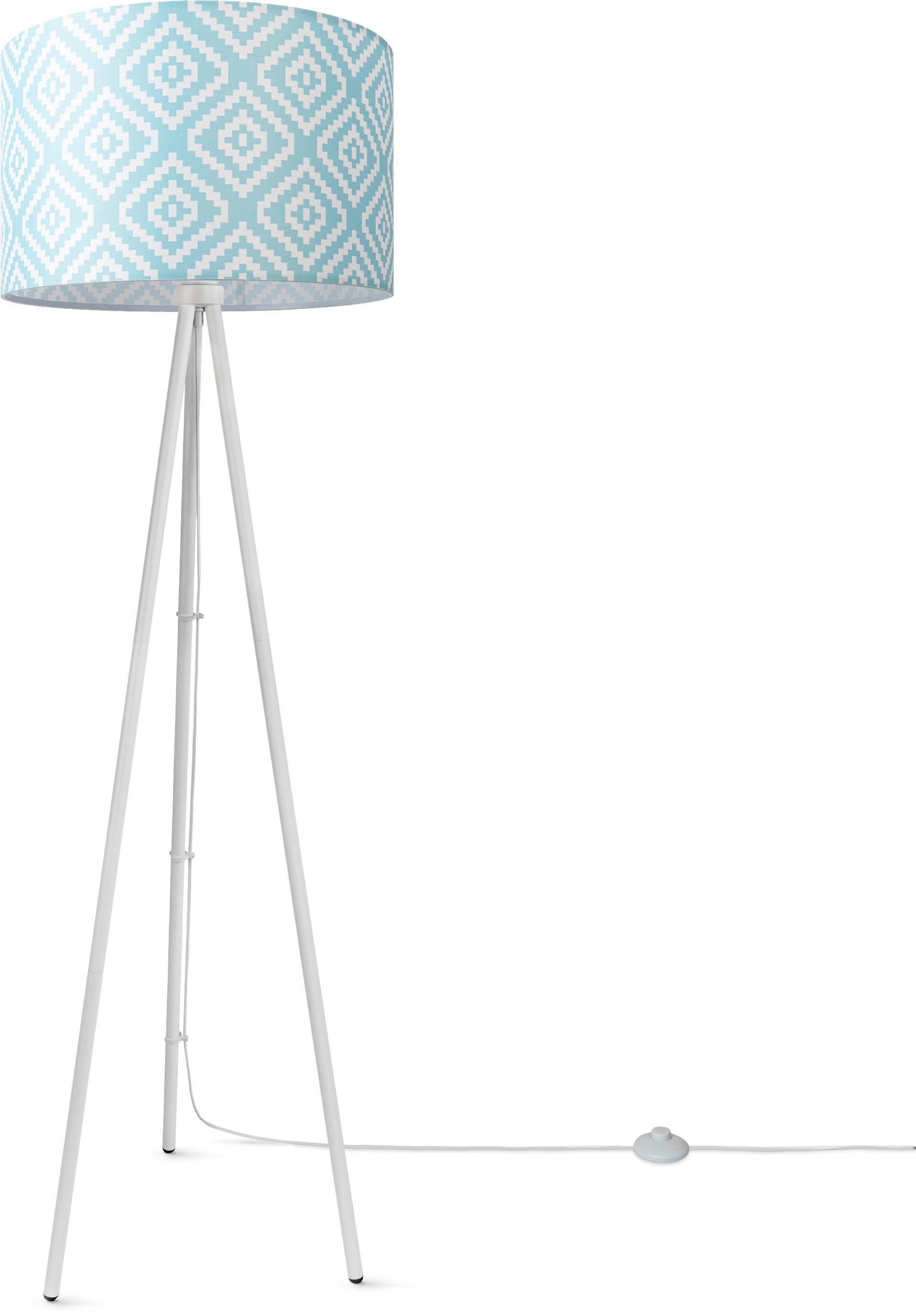 Paco Home Stehlampe Trina Modern ohne Wohnzimmer Stella, Design Textil Dreibein Leuchtmittel, Stofflampenschirm Vintage