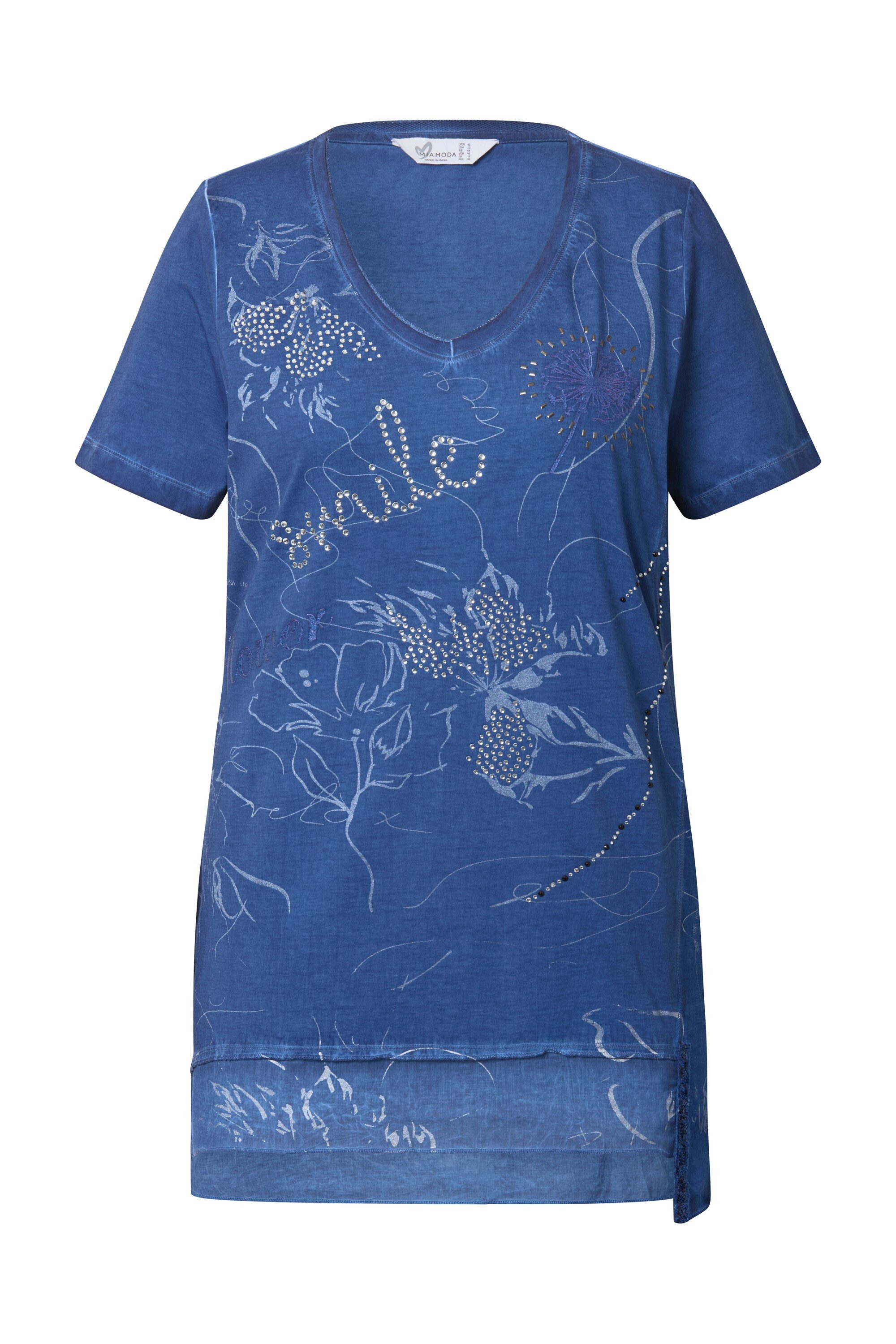 MIAMODA T-Shirt T-Shirt floraler Druck Saum günstig online kaufen