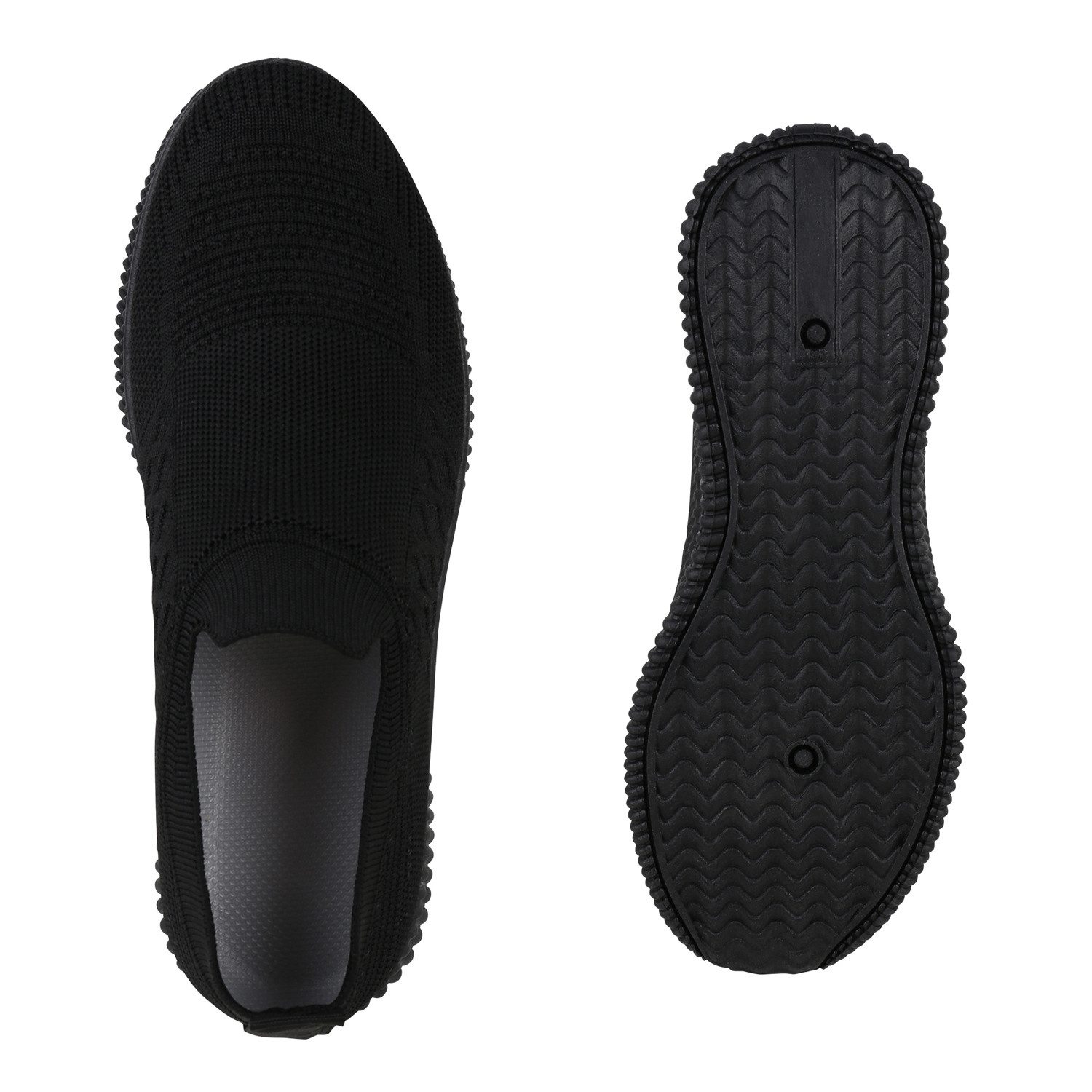 VAN HILL 841676 Laufschuh Damen Slip Ons Sportschuhe Sportliche Strick Profil-Sohle