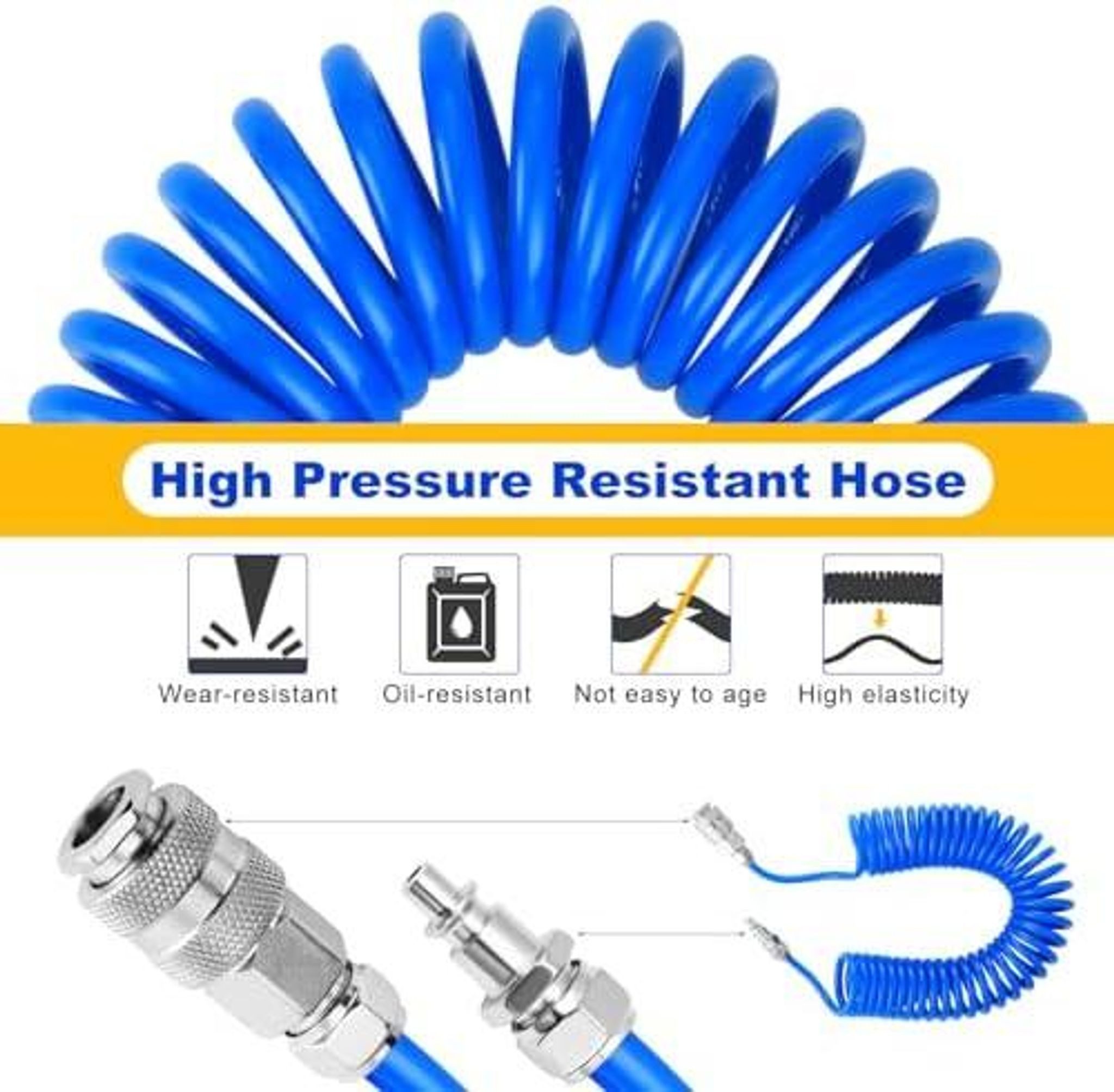 FELIXLEO Druckregler Lkw Luftpistole mit 5m Schlauch T-Stueck Druckluftpistole Blau