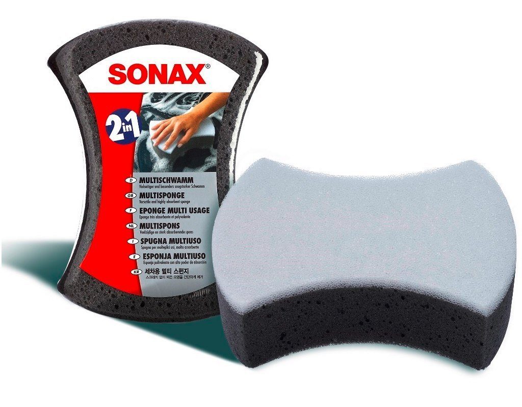 Sonax Reinigungsschwamm Sonax 2in1 Multi-Schwamm Auto-Schwamm Auto-Wäsche Reinigung Pflege Insekten, 1 tlg., saugstark, zwei unterschiedliche Anwendungsseiten, entfernt hartnäckige Verschmutzungen