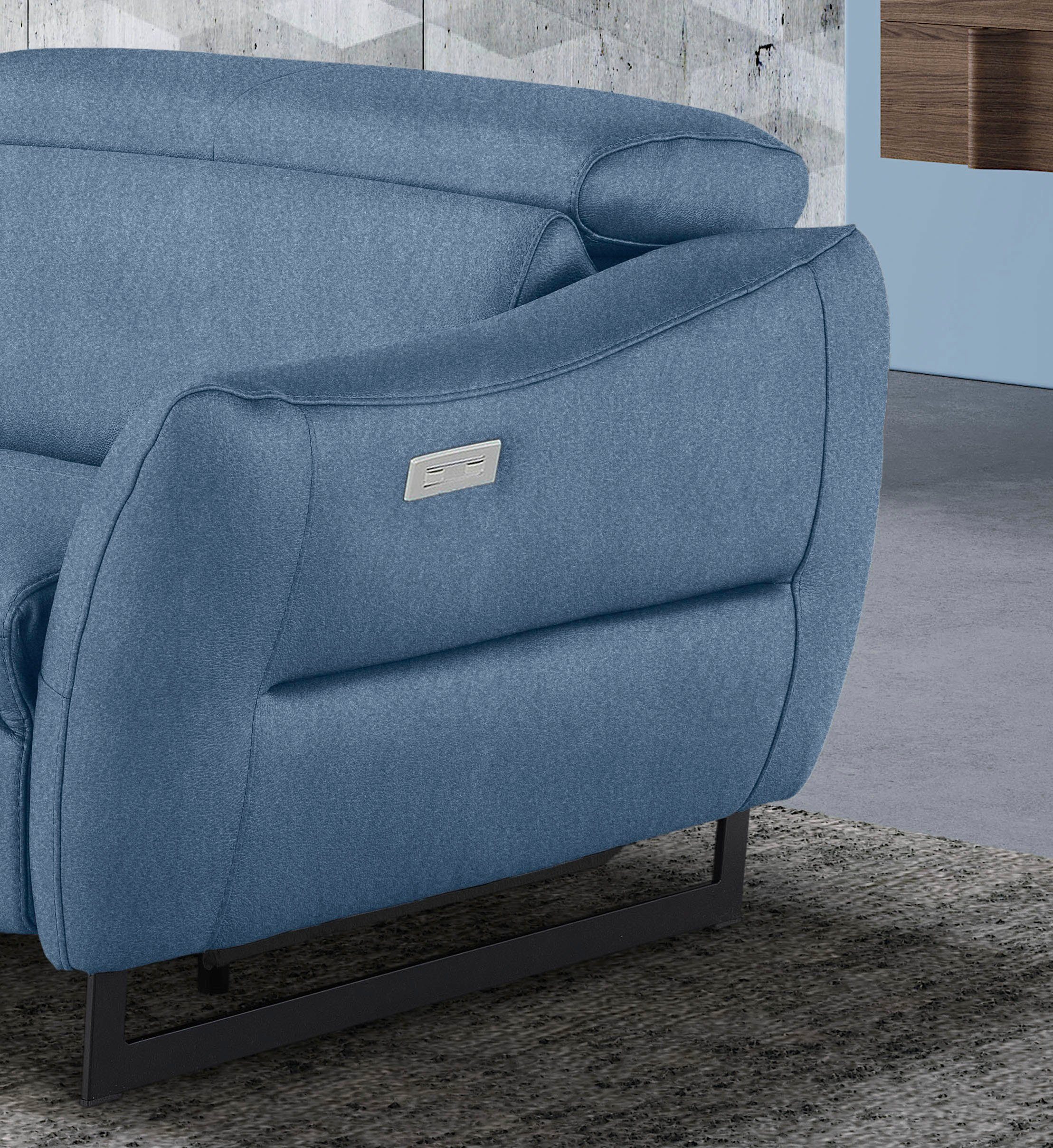 Egoitaliano 2,5-Sitzer Dafne, elegantes Designsofa mit hohem Sitzkomfort, mit und ohne elektrischer Relaxfunktion, Kopfteile manuell verstellbar