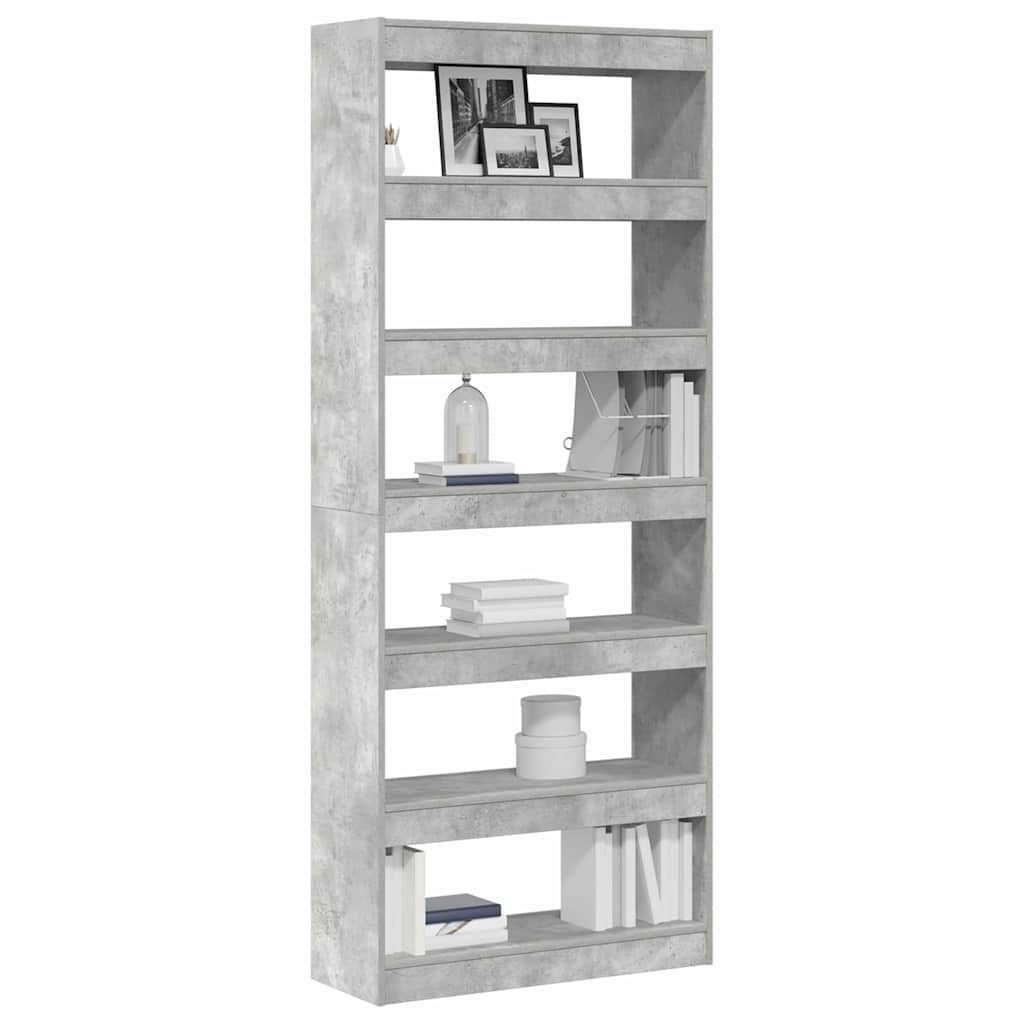 vidaXL Bücherregal Bücherregal 6 Ebenen 80 x 30 x 198 cm Holzwerkstoff Beton Grau, 1-tlg.