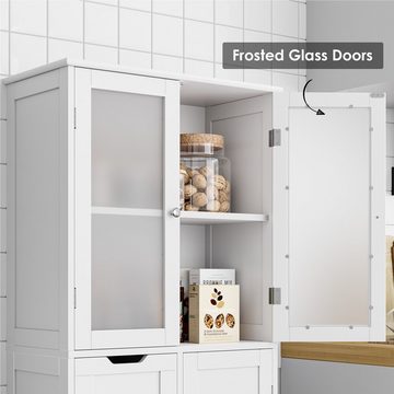 HOMECHO Hochschrank Badezimmerschrank mit 3 Türen und 3 Schubladen