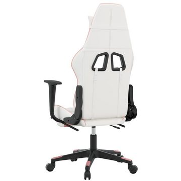 vidaXL Bürostuhl Gaming-Stuhl mit Fußstütze Weiß und Rosa Kunstleder Bürostuhl Home Off