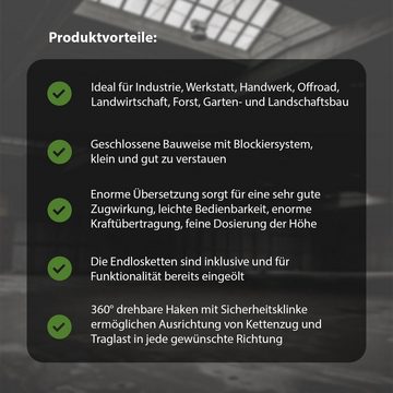 TRUTZHOLM Kettenzug Kettenzug rund 3 t Tragkraft - 3 m Hubhöhe - Einzelbremse HSZ Flaschen, (Produkt, 1 St), Blockiersystem