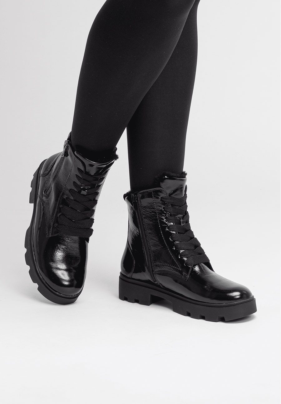 vitaform Damen Stiefeletten Softlackleder Stiefelette