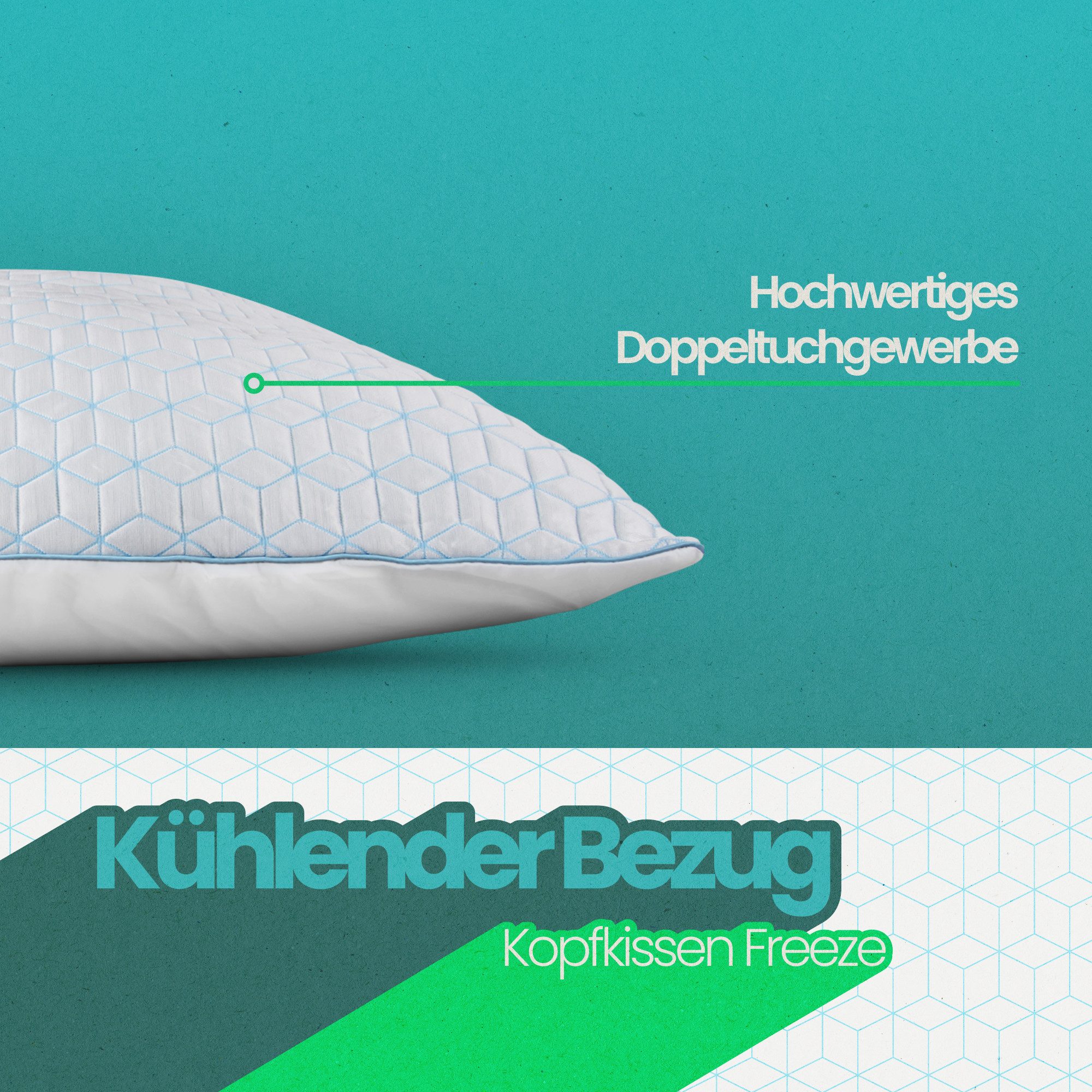 Bestlivings Kopfkissen Cool Me, Füllung: 100% Polyester, Seitenschläfer, Bauchschläfer, Rückenschläfer, kühlender abnhembarer Bezug, atmungsaktiv - weich und pf – Bild 4 von 5