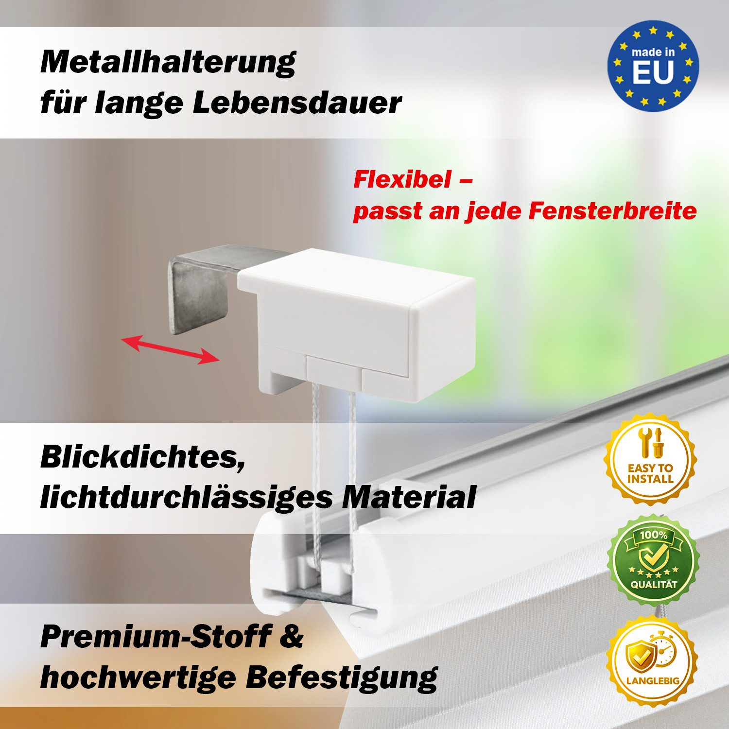 DomDeco Plissee Premium Plissee ohne Bohren, Sichtschutz, lichtdurchlässig, blickdicht, Klemmfix, Klemmfix, UV-beständig, modernes Design, stufenlos – Bild 4 von 5