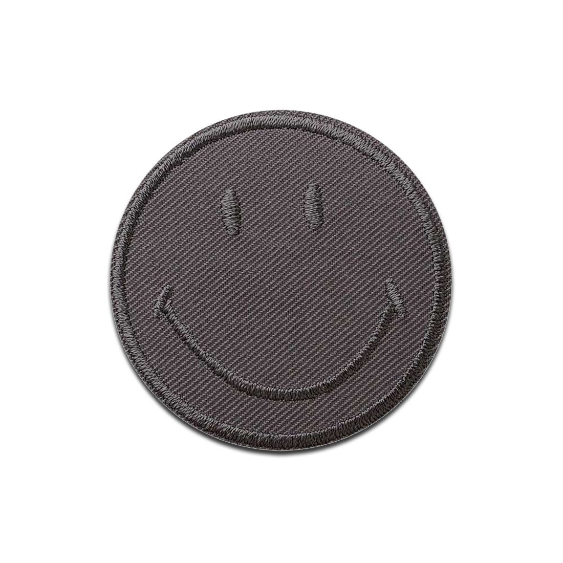 Smiley Aufnäher Bügelbild, Aufbügler, Applikationen, Patches, Flicken, zum aufbügeln, Polyester, Mono-Quick Smiley Grau - Größe: 5 x 5 cm