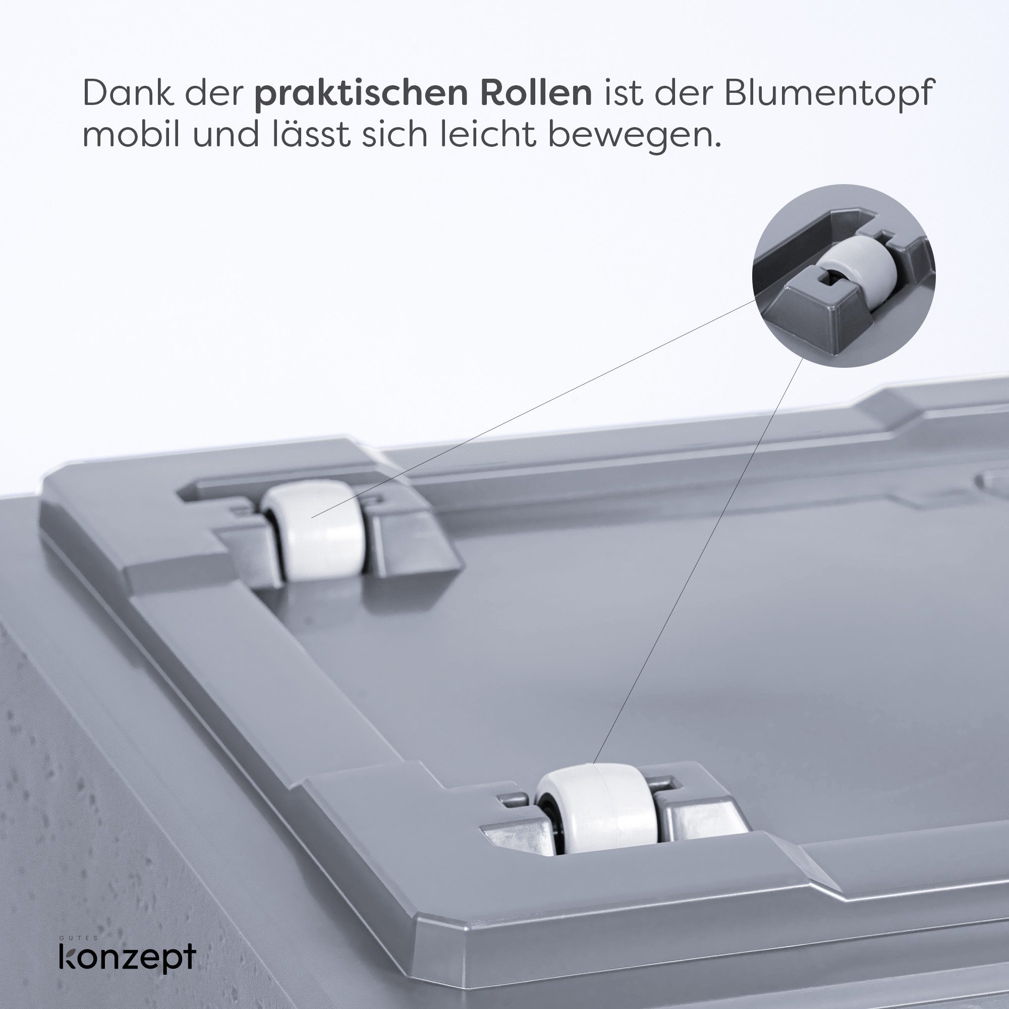 KONZEPT Pflanzkübel Großer auf Rollen, für außen, in Beton-Optik, mobil, recyceltem Material, ideal für Garten, Terrasse und Balkon – Bild 3 von 5