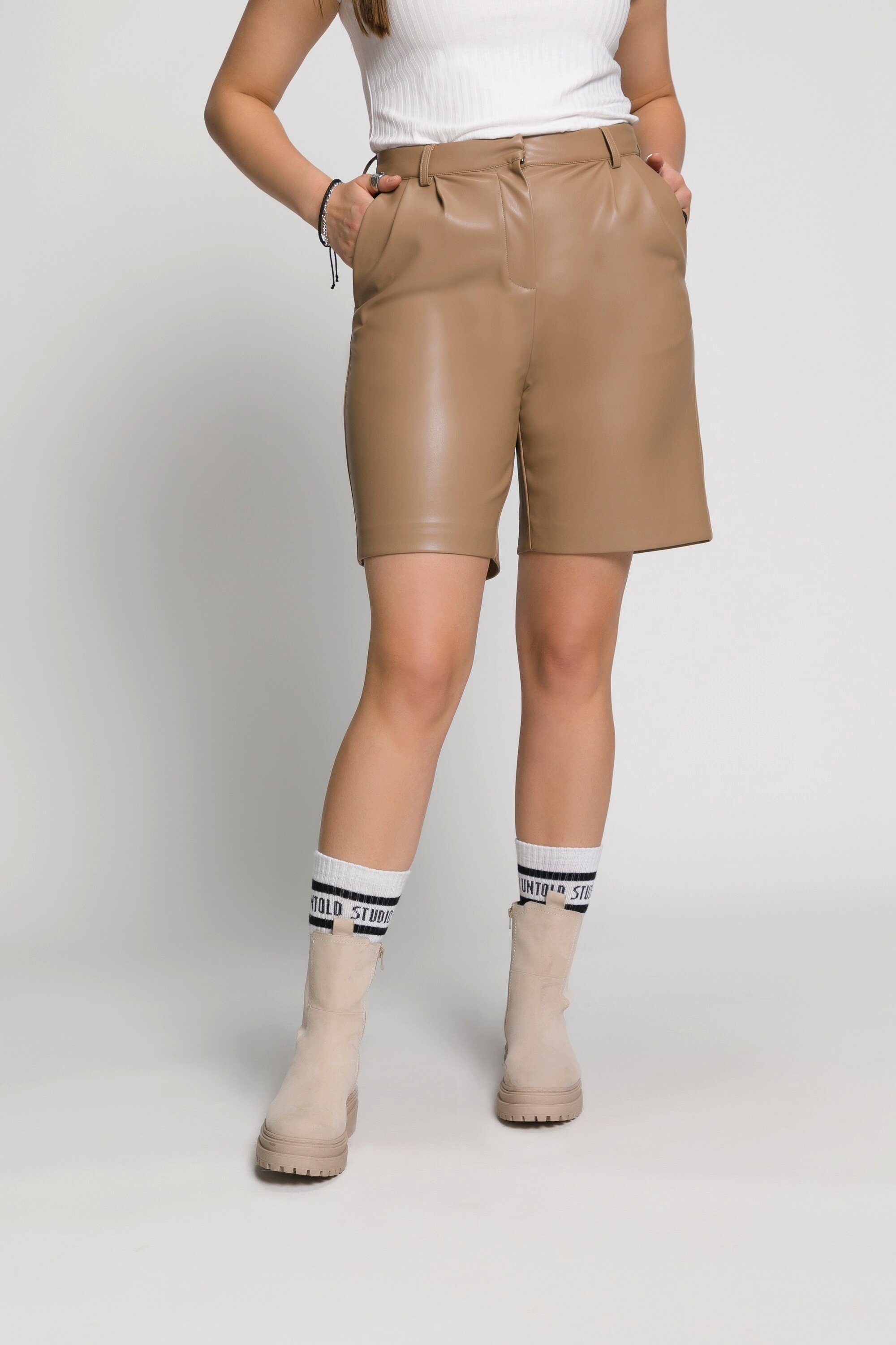 Studio Untold Bermudas Bermudas High Waist weites Bein Lederoptik