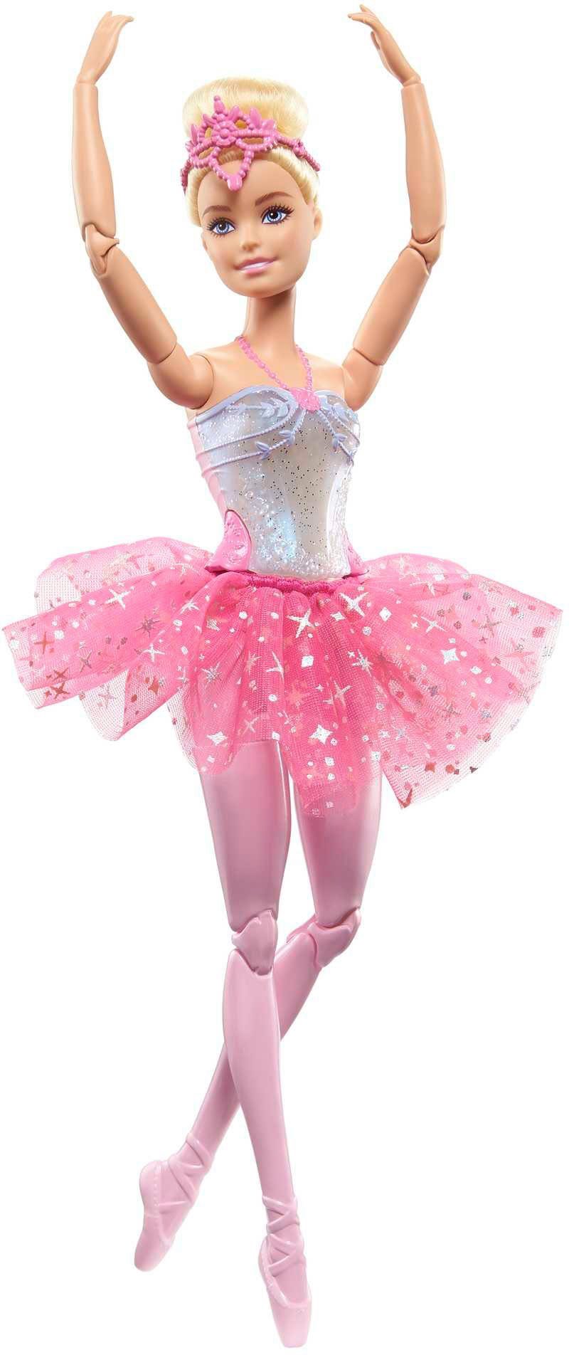 Barbie Anziehpuppe Dreamtopia, Zauberlicht Ballerina (blond), Puppe mit Leucht-Kleid