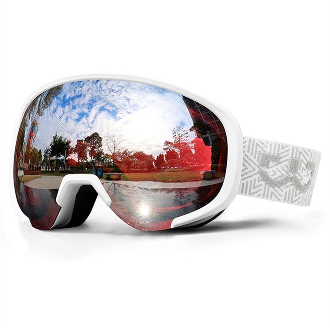 L.Ru UG Skibrille Doppelschichtige Antibeschlag-Skibrille mit weiter Sicht, (Fahrradbrille;Motorradbrille;Schwimmbrille;Skibrille), Skibrillen für Herren und Damen, Bergsteigen, Schneeausrüstung Silber