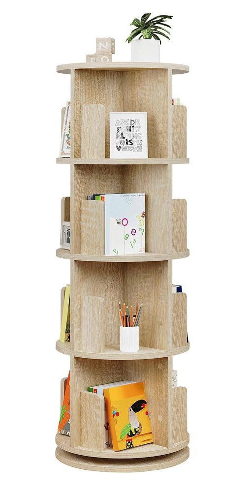 EUGAD Bücherregal, 1-tlg., drehbar, 4 Ebenen 16 Fächer, Standregal