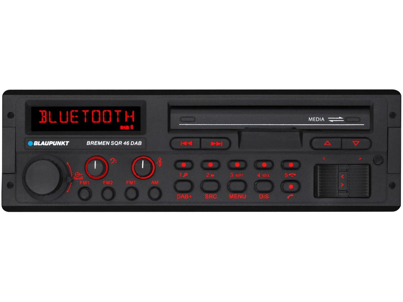 Blaupunkt Bremen SQR 46 DAB Bluetooth DAB+ MP3 SD USB Retro Autoradio (RDS, AM/FM Radio, Animiertes Display, Freisprecheinrichtung, 1 DIN)