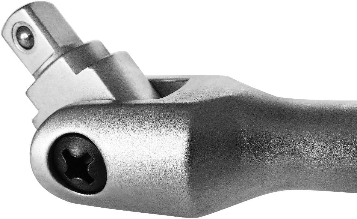 S&R Drehmomentschlüssel Gelenkgriff, Drehgriff 1/2", 600mm Ø 16 mm, Schiebegriff mit Gelenk, Extra Belastbar für Stecknüsse, Steckgriff Bruchfest, mattiert