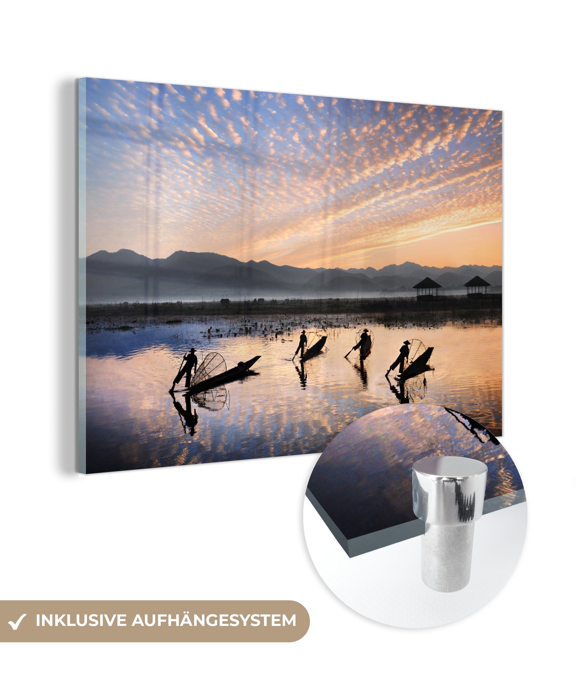 MuchoWow Acrylglasbild Fisch - Asien - Sonnenaufgang, (1 St), Acrylglasbilder Wohnzimmer & Schlafzimmer
