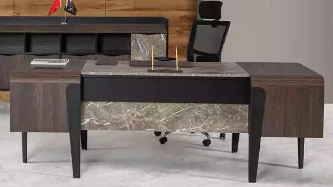 JVmoebel Schreibtisch Bür Möbel Schreibtisch Tisch Marmor Imitation Tische Büro Einrichtung, Made In Europe
