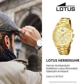 Lotus Chronograph Lotus Herren Uhr Sport L18153/2, Herren Armbanduhr rund, groß (ca. 43,3mm), Edelstahlarmband gold