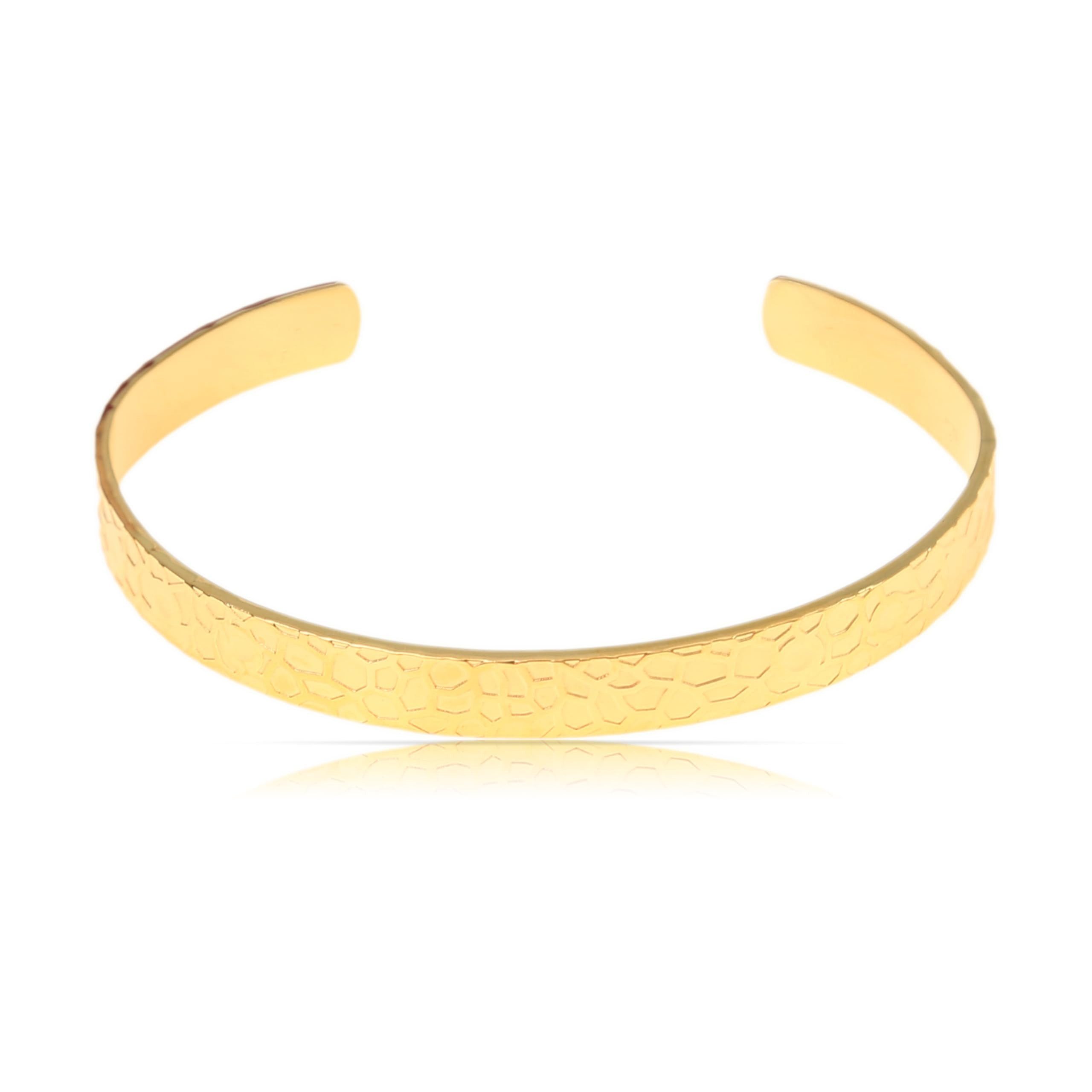 Made by Nami Armreif Edelstahl Armreif Gold Schmuck Damen Gehämmert Geschenke für Frauen, Wasserfest & Verstellbar Geschenkideen Frauen oder Mädchen