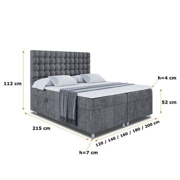 ALTDECOR Boxspringbett VIONE (Multipocket-Matratze H4. H3 Matratze Bonellfederung. Topper. Kopfteil)