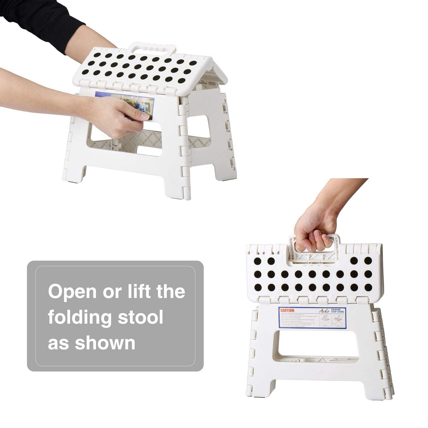 HOUSE DAY Klappbarer Tritthocker 40 Cm – Faltbar, Rutschfest, Trägt Bis 136 Kg (EN 581 Zertifiziert)