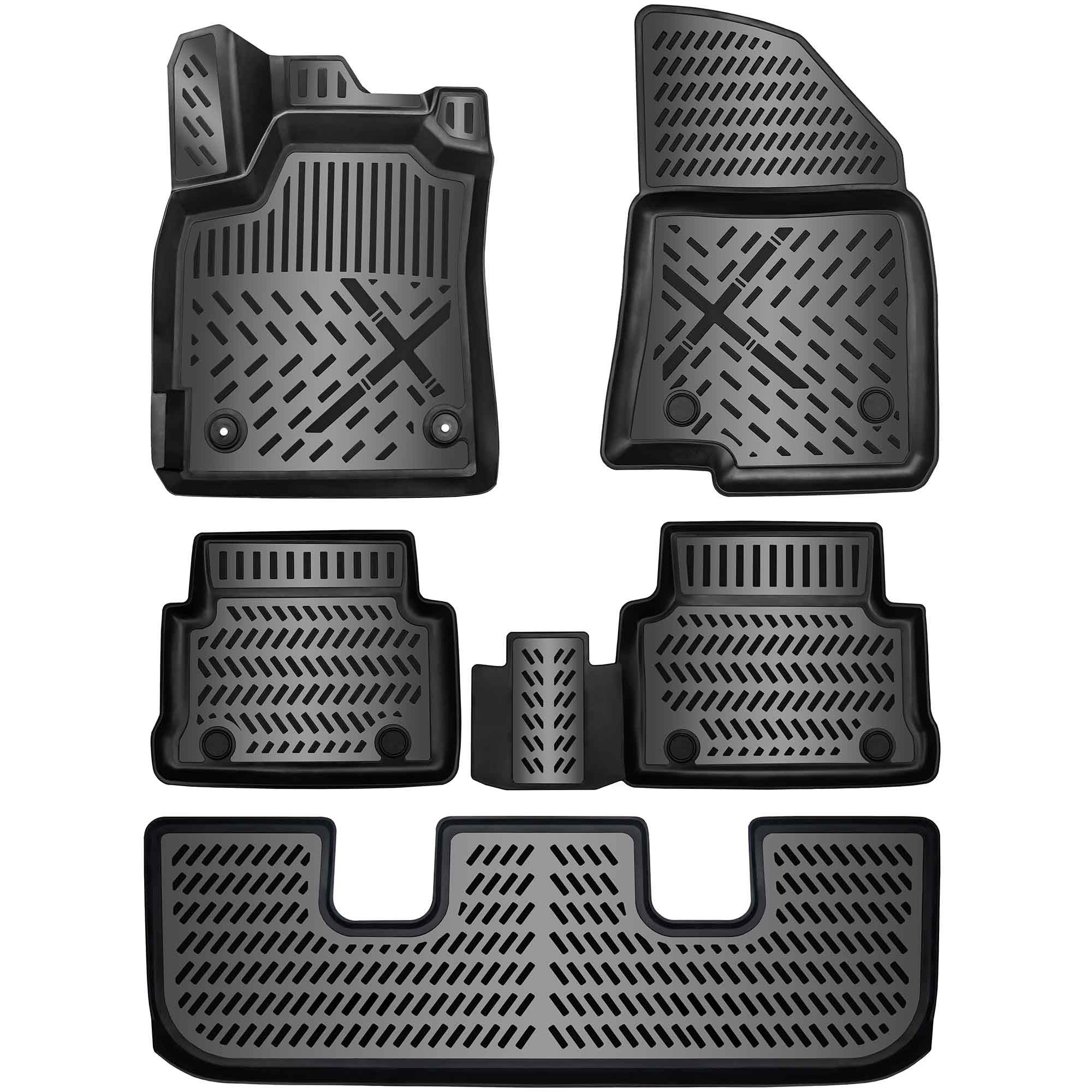 ELMASLINE Auto-Fußmatten für VW SHARAN 2010-2024 [II] - 3D Gummimatten - Geruchlos, für VW Sharan - Extra hoher Rand für mehr Schutz, Passend für VW Sharan 2010-2024