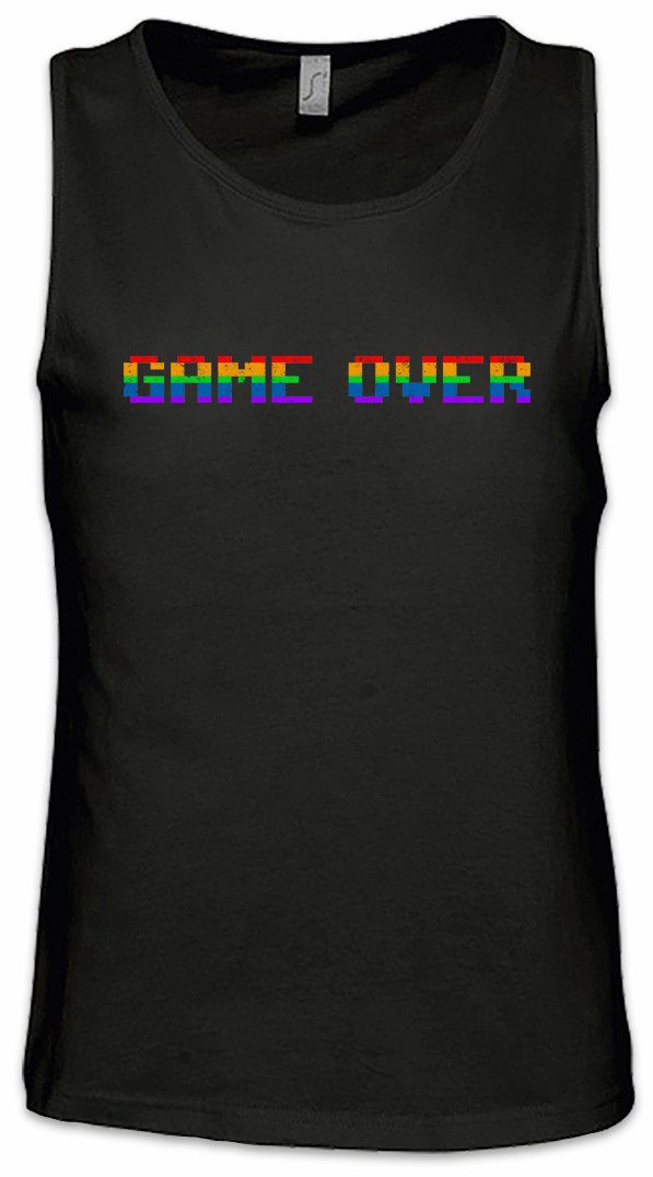 Tanktop Game Over Rainbow Ärmelloses T-Shirt Retro Gamer Gaming Vintage Arcade