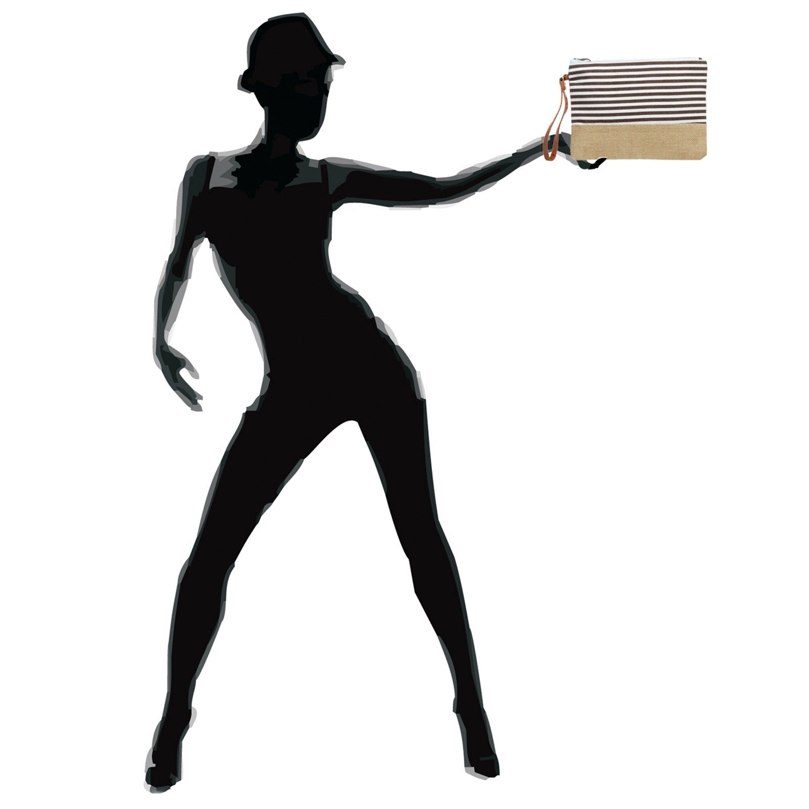 Caspar Clutch TS355 Damen Sommer Jute Tasche mit Streifen Print