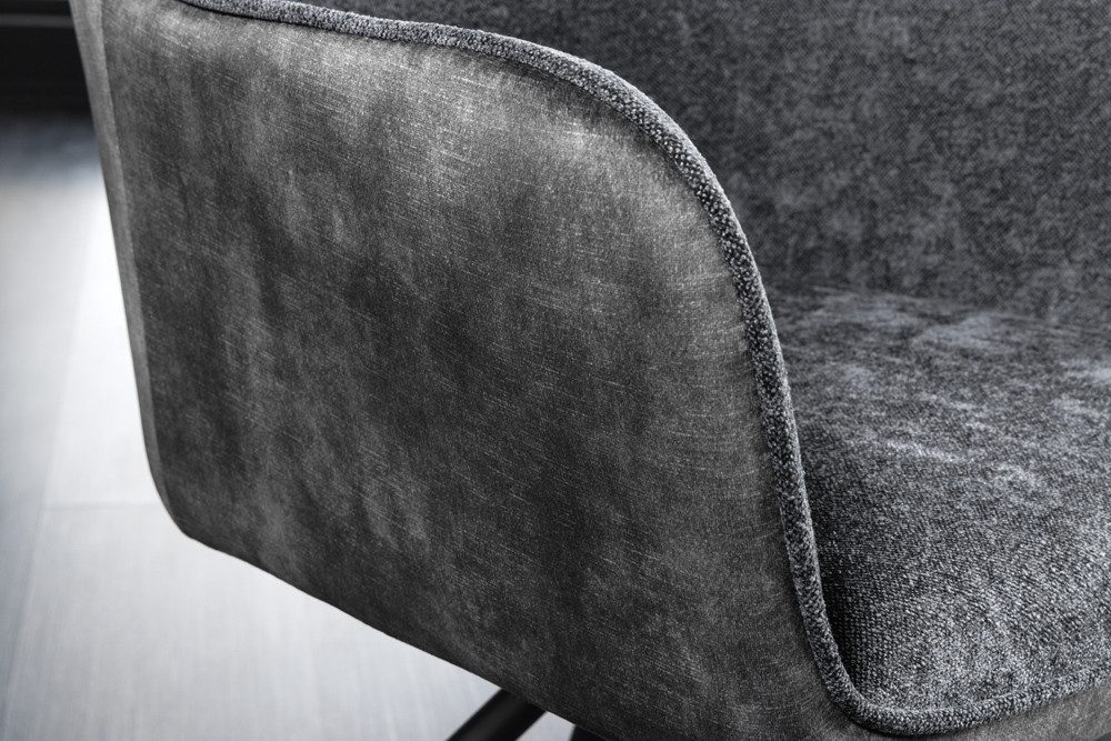 riess-ambiente Polsterstuhl VERONA dunkelgrau – Samt & Strukturstoff, mit Armlehne, Metall (Einzelartikel, 1 St), 180° drehbar mit Auto-Return-Funktion – ideal  – Bild 5 von 5