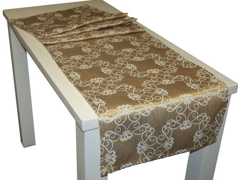 Kissenbezug Glanzlicht, beties (1 Stück), Tischläufer ca. 40x150 cm festliches goldenes Tischband