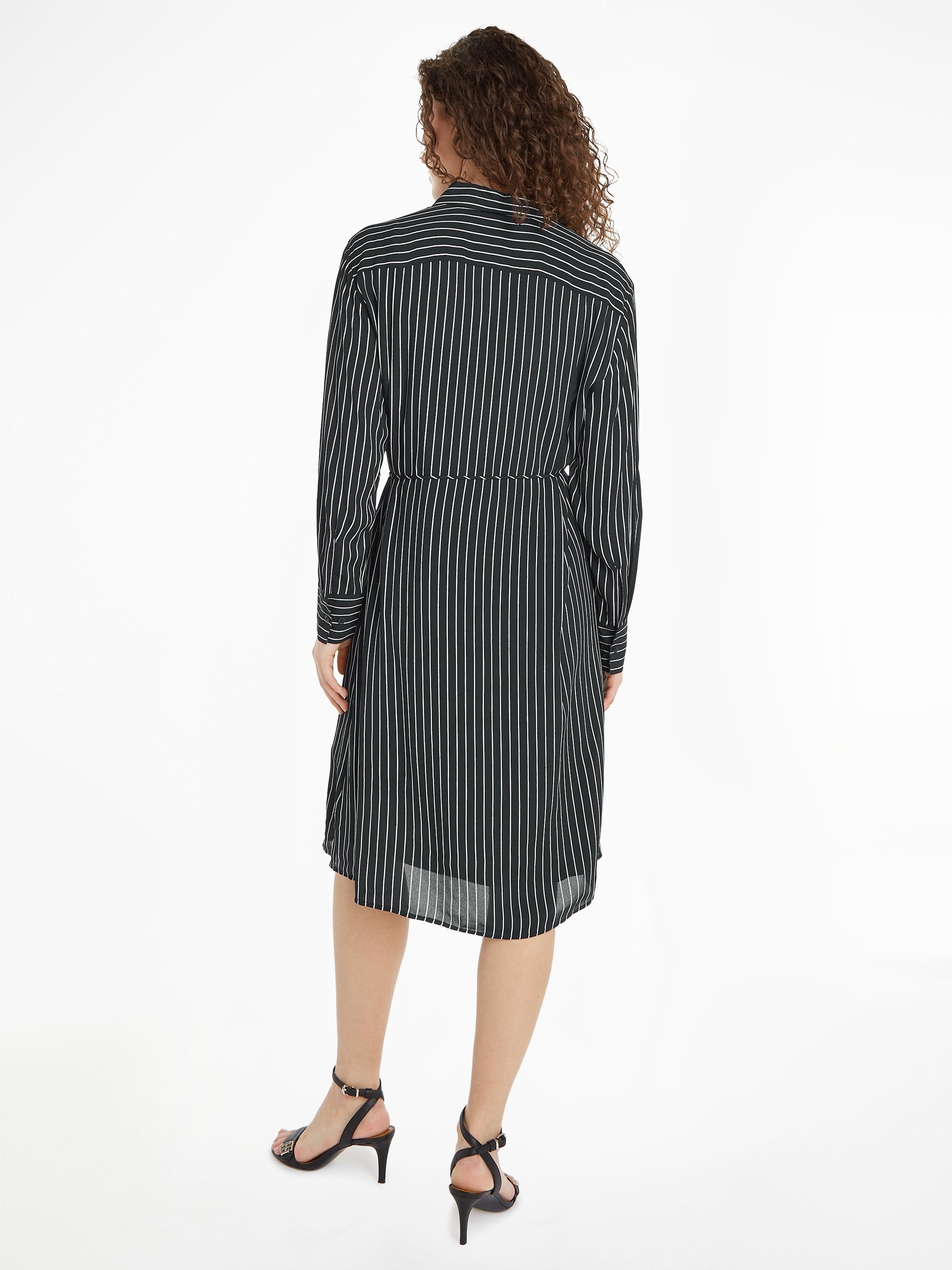 Tommy Hilfiger Blusenkleid FLUID Blue_Stripe CREPE DRESS mit Logopatch KNEE VISCOSE