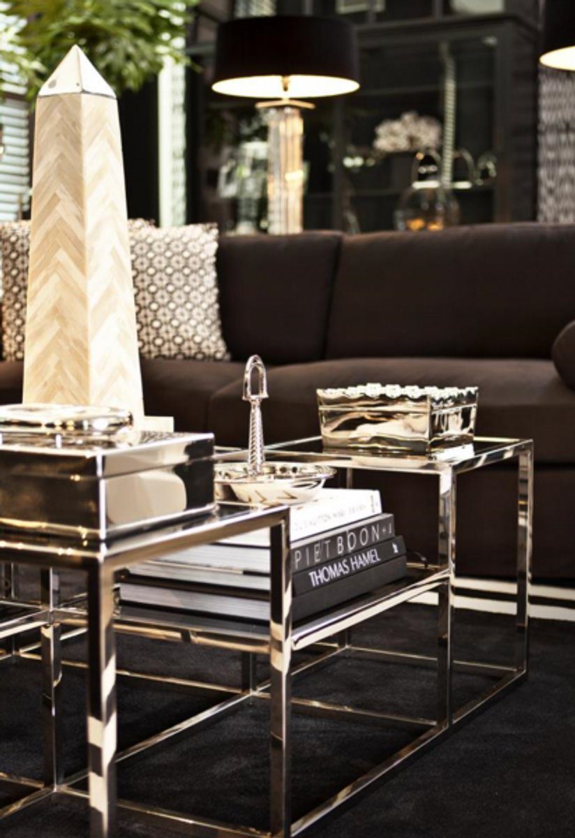 Casa Couchtisch Designer Luxus Deco Couchtisch Kollektion Tisch - Luxus Rauchglas - mit Art Salon Padrino